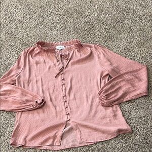 Heartloom Dusty Pink Ruffle neck with Buttons blouse